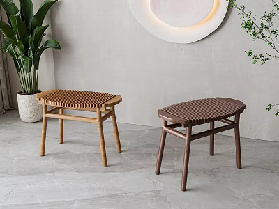 Nordic Solid Wood Stool 3d model