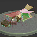 White Car Awning Camping Tent With Brown Vehicle And Shade Canopy