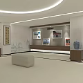 Modern Lobby Interior With Circular Ceiling Light Wooden Panel Walls Large Windows And Beige Sofas 3d model