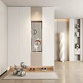 Modern Entryway Hallway Interior Design With White Cabinets Mirror Shoes And Decorative Ornaments