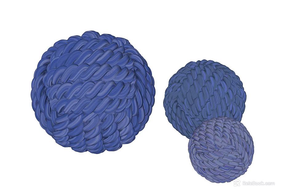 Blue Braided Decorative Ornament Set Featuring Different Sized Balls for Home Decor 3d model 