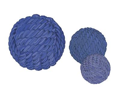 Blue Braided Decorative Ornament Set Featuring Different Sized Balls for Home Decor 3d model