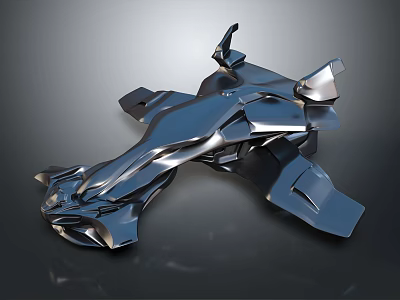 Futuristic Silver Metallic Flying Vehicle With Aerodynamic Design Features 3d model