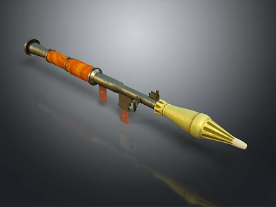 Rocket Launcher With Orange Grip Metal Tube And Yellow White Tip Design 3d model
