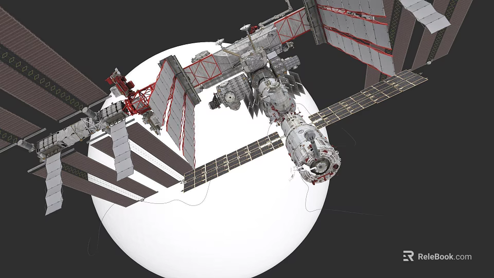 International Space Station Orbiting With Solar Panels And Connected Modules 3d model