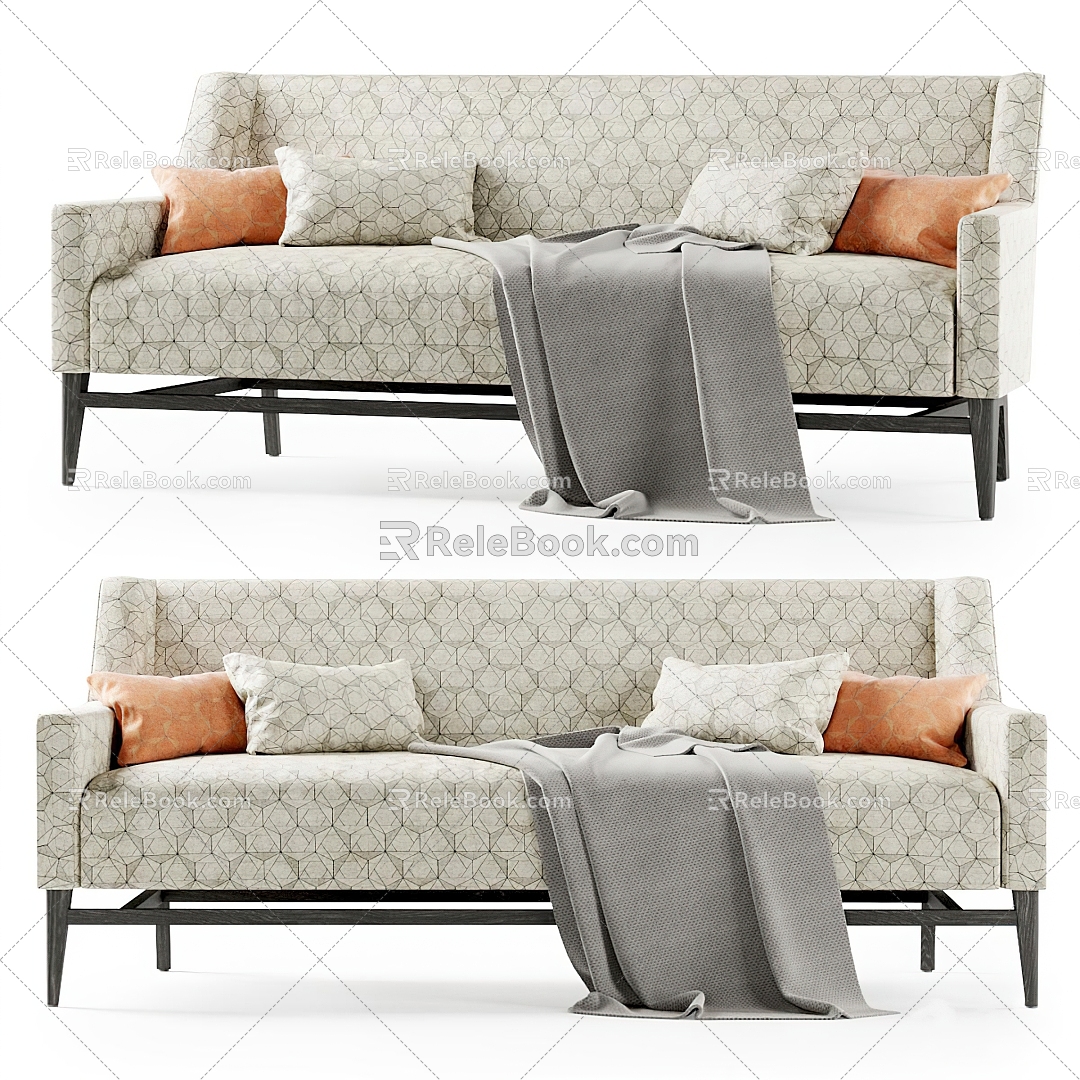 Multi-person sofa sofa double sofa chaise longue pillow Meridiani 3d model