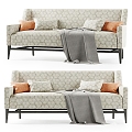 Multi-person sofa sofa double sofa chaise longue pillow Meridiani 3d model