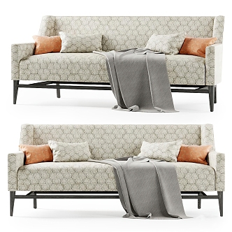 Multi-person sofa double sofa chaise longue pillow Meridiani 3d model