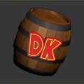 Wooden Barrel Design With Red DK Letters On Dark Background Surface