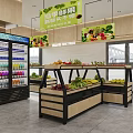 Supermarket Interior With Shelves And Product Displays