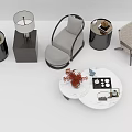 Stylish Leisure Sofa Set With Armchair Coffee Table And Decorative Lamps