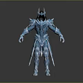 Detailed Frost Ice Warrior Character With Crystal Armor And Spiked Design