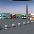Modern Parking Lot With Cars Entry Pavilion Road Markings And Green Lawn