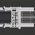 Automated Industrial Machine With White Structure And Mechanical Components On Conveyor Belts
