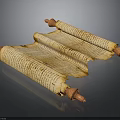 Intricately Carved Ancient Scroll Sculptures With Detailed Text And Decorative Ends