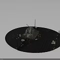 Military Tank 3D Model with Battlefield Obstacles and Rail Tracks