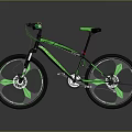 Green Black Mountain Bike With Modern Design Leaf Shaped Wheel Rims And Green Seat