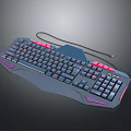 Wired Gaming Keyboard With RGB Backlit And Pink Purple Accent Lighting Design