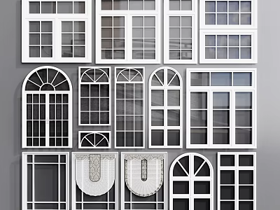 Diverse Architectural Window Designs With Various Shapes And Glass Frames 3d model