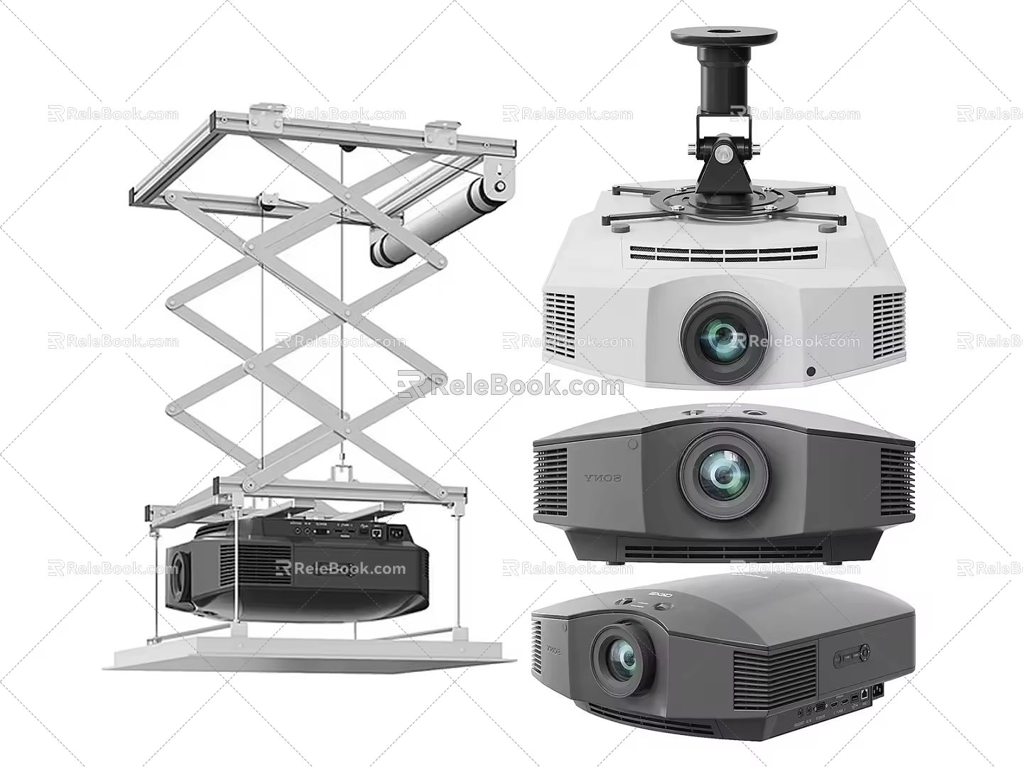 Projector Projection Bracket Projection Curtain 3d model
