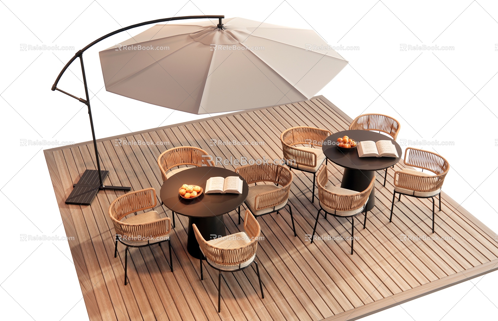 Courtyard Outdoor Table and Chair Leisure Chair Leisure Table and Chair Negotiation Table and Chair Sunshade 3d model