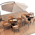 Courtyard Outdoor Table and Chair Leisure Chair Leisure Table and Chair Negotiation Table and Chair Sunshade 3d model