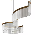 Elegant Modern Curved Chandelier With Gold Frame And Transparent Strips For Interior Decoration