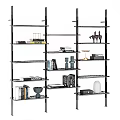 Sleek Modern Bookcase Design With Multi Tiered Shelves Books And Decorative Items