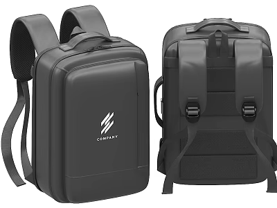Black Backpacks Modern Design With Adjustable Straps And Front Logo 3d model