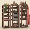 Wooden Multi Tiered Bookshelf Featuring Books Decorations Plants And Storage Baskets