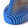 Modern Blue Public Chair With Wavy Striped Design And Artistic Curved Shape