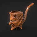 Hand Carved Wooden Face Shaped Lifestyle Product With Long Handle