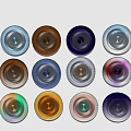 Vibrant Plate Decorations Featuring Gradient Circle Patterns In Blue Brown Purple Hues 3d model