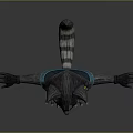 Raccoon Character 3D Model in Blue Outfit With Red Vest and Outstretched Arms