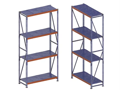 Industrial Metal Shelving Units With Multiple Wooden Tiers For Storage 3d model