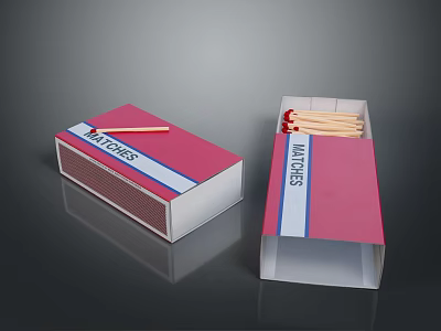 Pink Matchboxes Containing Matches In Open And Closed States For Daily Use 3d model