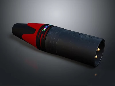 Professional Audio Video Connector With Black Body Red Section And Metal Contacts 3d model