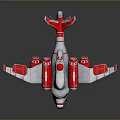 Red And White 3D Rendered Aircraft Model With Unique Wing Design And Engines