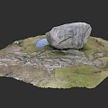 Natural Rockery Stone with Small Pond and Lush Green Grass Design