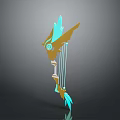 3D Rendered Bow Weapon With Gold Turquoise Sleek Design And Ornamental Glowing Accents