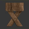 Rustic Wooden Table With Natural Wood Grain And Unique Leg Support Structure