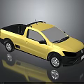 Yellow Single Cab Pickup Truck With Roof Rack Black Bumper And Silver Wheels