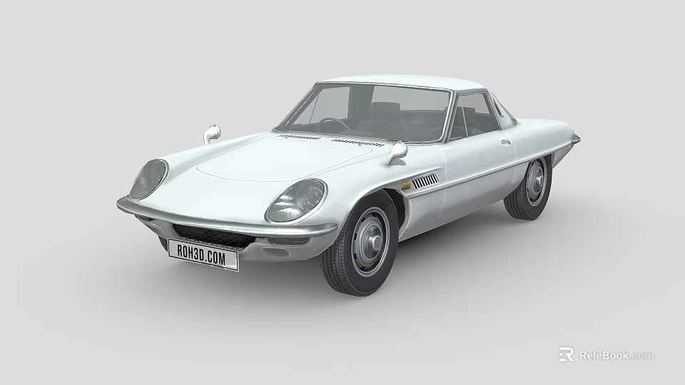 Classic White Sports Coupe With Streamlined Body And Retro Design Elements 3d model 