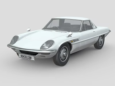 Classic White Sports Coupe With Streamlined Body And Retro Design Elements 3d model