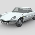 Classic White Sports Coupe With Streamlined Body And Retro Design Elements