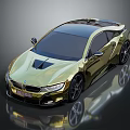 Golden BMW Sports Car With Sleek Design Black Roof And Reflective Surface