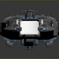 Futuristic Cosmic Spaceship Model With Detailed Structure And Blue Glowing Engines
