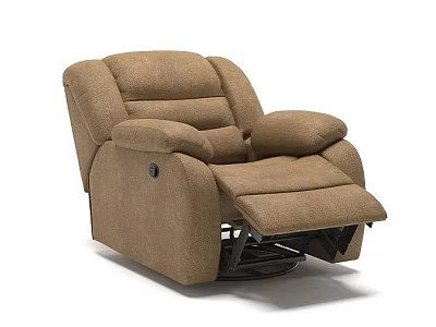 Modern Brown Fabric Single Recliner Sofa with Plush Cushions and Adjustable Backrest 3d model