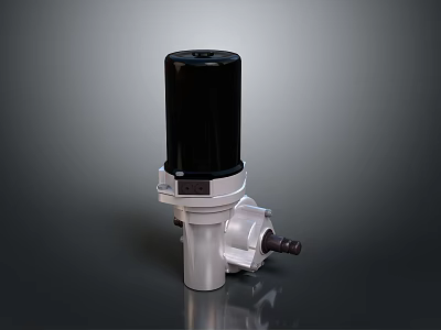 Industrial Mechanical Component With Silver Metal Base Black Cylindrical Top And Connection Port 3d model