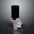 Industrial Mechanical Component With Silver Metal Base Black Cylindrical Top And Connection Port